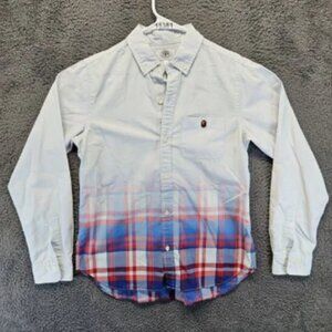 A Bathing Ape Shirt Men Size Small White Plaid Long Sleeves Button Down
